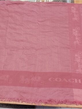 Coach Two-Tone Pink Logo Fringe Scarf